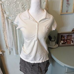 Y2K Women's Aeropostale  White Polo Shirt